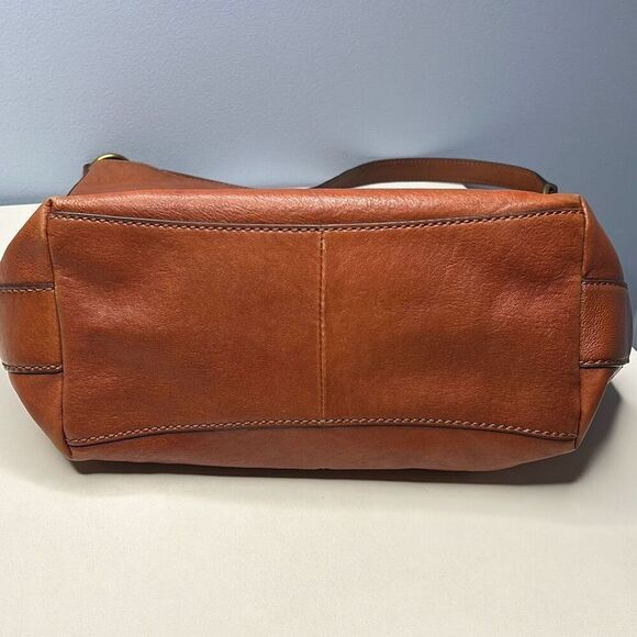 Frye Leather Ring Tote Shoulder Hobo Purse Cognac Brown Like New! - Picture 8 of 14